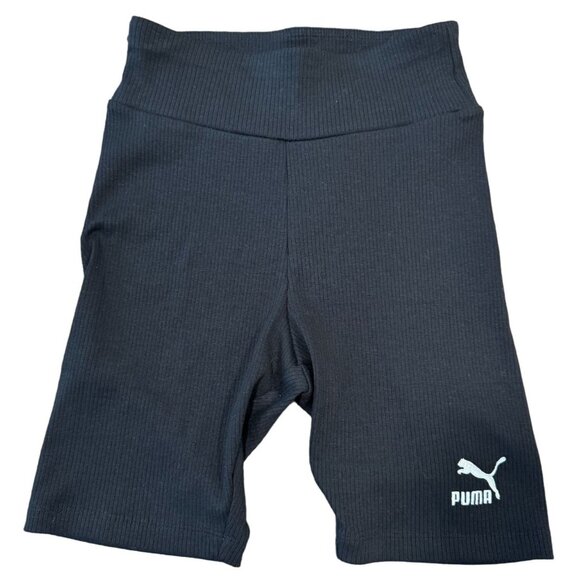 Puma Ribbed Compression Shorts Black Racerback Logo Women's Small - Picture 4 of 6